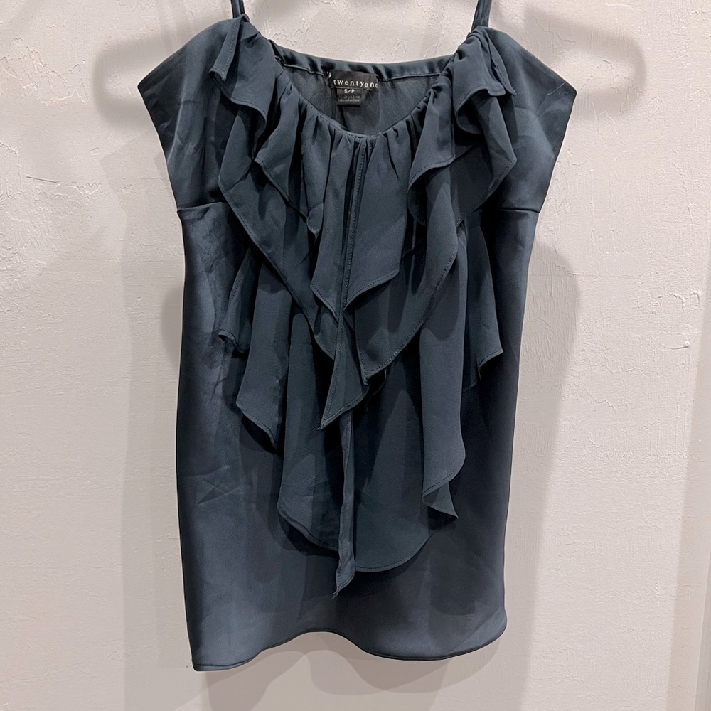 Forever 21 ruffled front spaghetti strap top